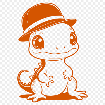 An illustration of a salamander wearing a hat, rendered in vector format.