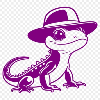 A digital illustration of a salamander wearing a hat, suitable for use in graphic design projects.