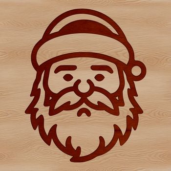 A stylized illustration of Santa Claus's head, suitable for Christmas decorations and designs.