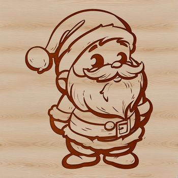 A digital illustration of a jolly standing Santa Claus character in Christmas attire.