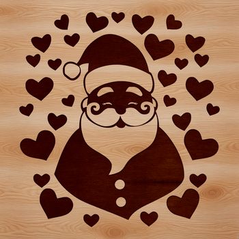 A festive illustration of Santa Claus with love hearts, perfect for the Christmas season.