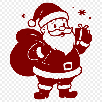 Illustrated portrait of Father Christmas in winter attire, suitable for digital cutting machines and vector graphics.