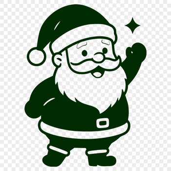 A digital illustration of a traditional Christmas figure in a red coat and hat.