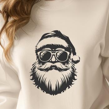 Illustration of a jolly Santa Claus character wearing sunglasses, suitable for Christmas designs.