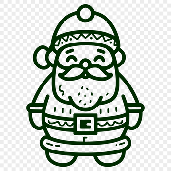 A full-body illustration of Father Christmas standing in a festive holiday setting.