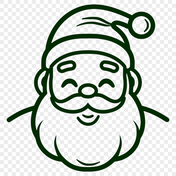A simple line drawing of Father Christmas's head in a traditional holiday setting.