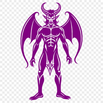 A vector illustration of the devil with horns and a fiery aura.