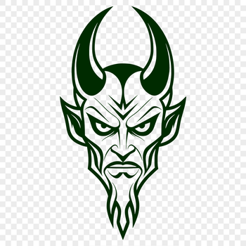 A stylized illustration of Satan, depicted as a horned figure in dark attire.