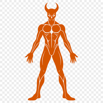 A stylized illustration of the devil in a dark setting.