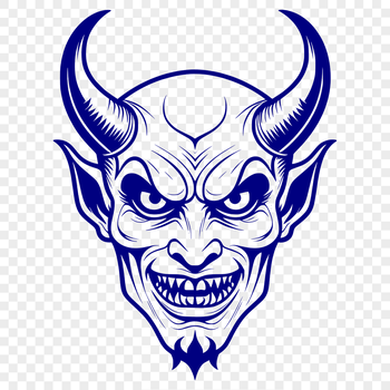 A stylized illustration of the devil in dark, ominous tones.