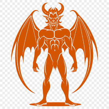 A depiction of the devil in a dark, gothic style, suitable for Halloween decorations or designs.
