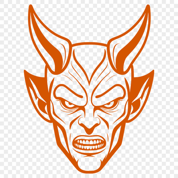 A 2D illustration of a satanic figure with horns and wings, suitable for Halloween decorations.