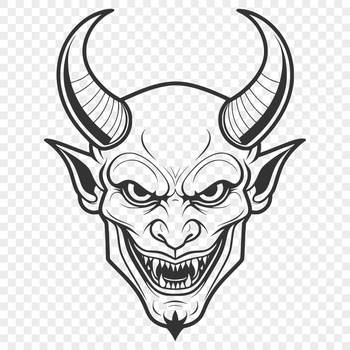 A stylized depiction of the devil with horns and a pointed beard, suitable for Halloween decorations or vector art designs.