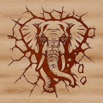 A single elephant standing upright, with a bold and detailed design suitable for various uses such as vector art or clipart.