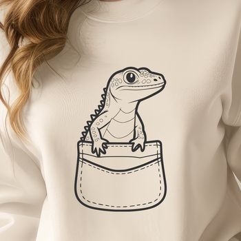 A small lizard peeking out from a pocket, designed as a vector illustration.