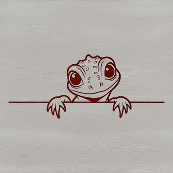 A colorful lizard peeking out from behind a rock, designed as a vector illustration.