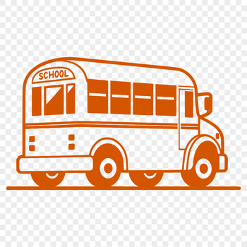 A stylized illustration of a classic school bus in blue and white colors, suitable for educational or promotional materials.