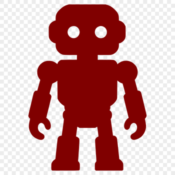 Illustrative robot design with metallic textures and futuristic elements.