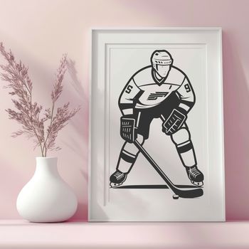 A detailed illustration of a hockey player in action, suitable for digital design projects.