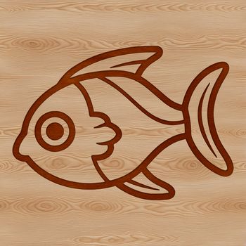 A simple line-drawn illustration of a cute fish with vibrant colors and playful details.