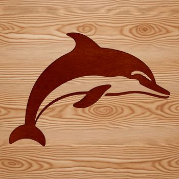 A stylized illustration of a dolphin in its natural habitat, suitable for vector graphic design.