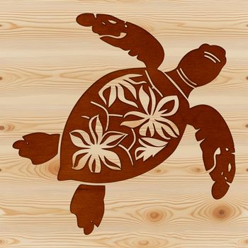 SVG illustration of a sea turtle in an ornate floral pattern with a wild animal design.