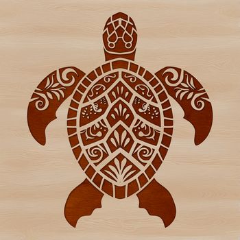 A sea turtle illustration featuring ornate details, suitable for printing or using in vector design.