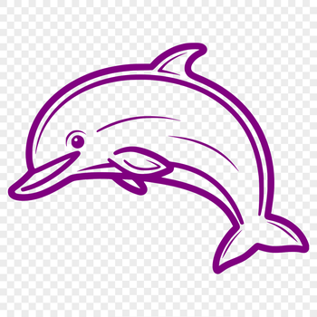 A simple line drawing of a full-body dolphin with a sleek design, ideal for vector art and clipart.