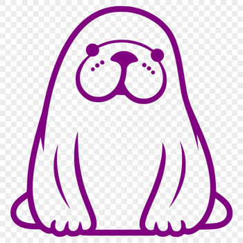 A simple line drawing of a sea creature sitting on its haunches, showcasing the full body details.