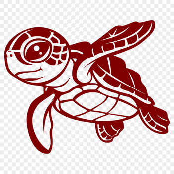 A detailed illustration of a sea turtle's full body, showcasing its unique shell and flippers.