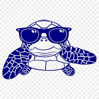 A digital illustration of a sea turtle's full body wearing sunglasses, suitable for various design projects.