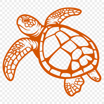A full-body illustration of a sea turtle in profile, perfect for vector art designs.