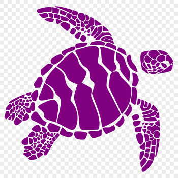 A full-body illustration of a sea turtle in its natural habitat.