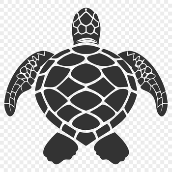 A full-body illustration of a sea turtle in the seaside environment.