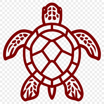 A simple line drawing of a sea turtle in its full body form.