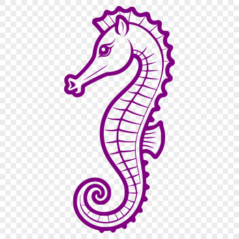 A stylized seahorse illustration with intricate details suitable for vector design and cutting machine projects.