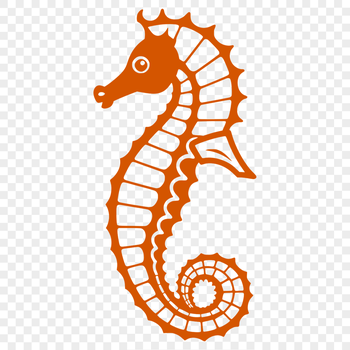 An SVG graphic representation of a seahorse, ideal for cutting machine stencils or laser cutting projects.
