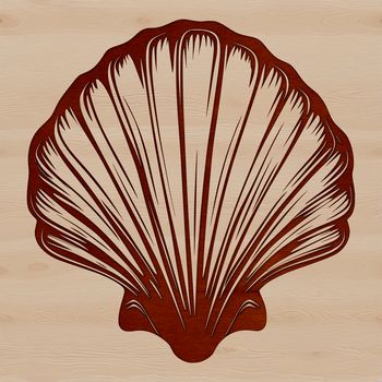 A stylized illustration of a seashell, suitable for use as clip art in various design applications.
