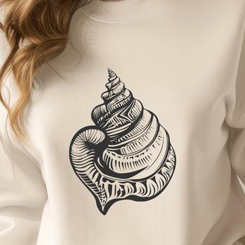 A stylized illustration of a seashell, designed for digital use in various formats including SVG, PNG, PDF, and DXF.