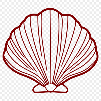 A stylized illustration of a seashell, ideal for seaside vacation designs and vector art projects.