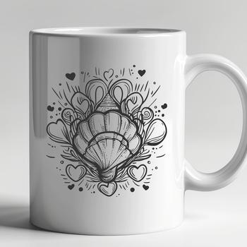 Seaside-inspired seashell design with intricate details suitable for vector art and digital cutting.