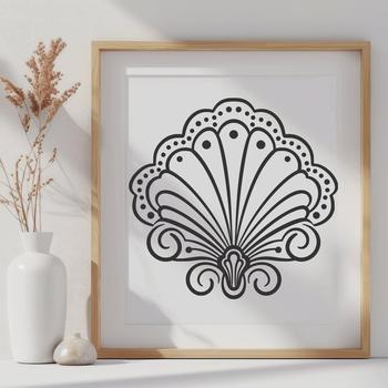 A detailed SVG representation of a seashell, ideal for use in crafts and DIY projects.