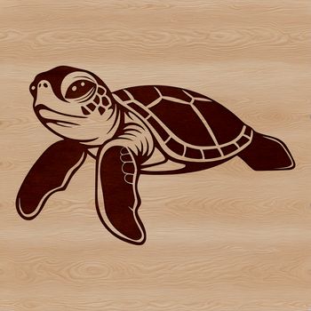 A sea turtle swimming in the ocean, depicted as a vector graphic illustration.