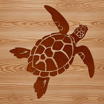 A sea turtle swimming in the ocean, depicted as a vector illustration.