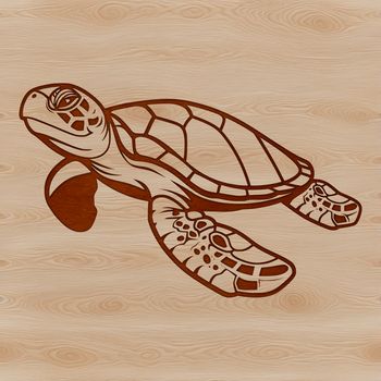 A detailed illustration of a sea turtle in its natural environment, suitable for vector graphics design.