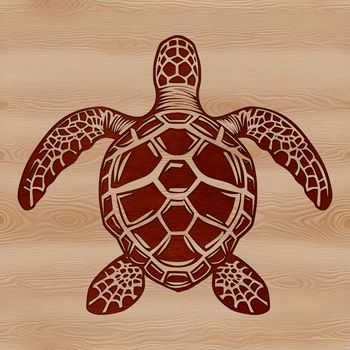 Illustration of a sea turtle swimming in the ocean, a common wild animal found in seaside environments.