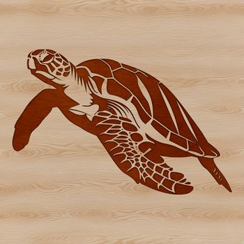 A detailed digital drawing of a wild sea creature, a turtle, designed as a reusable template.