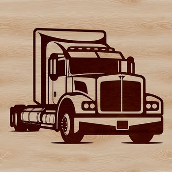 A large, detailed illustration of a semi-truck with prominent features.
