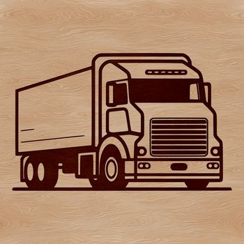An outline graphic representation of a semi truck suitable for cutting or laser engraving.