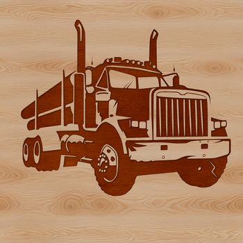 Illustration of a semi truck with detailed design elements for vector art creation.